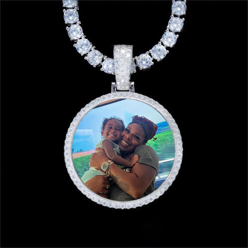 925S & VVS Moissanite 3D Circle Custom Picture Pendant