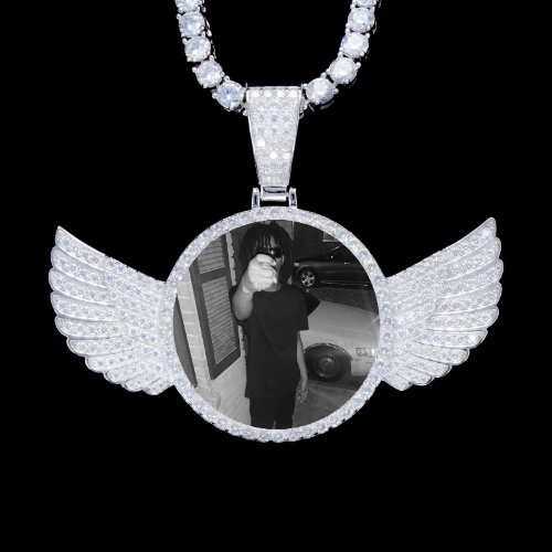 925S & VVS Moissanite 3D Wing Custom Picture Pendant