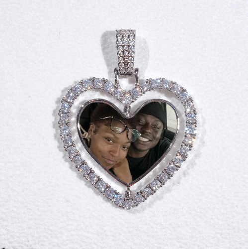 3D Spinning 2-Faced Heart Custom Picture Pendant