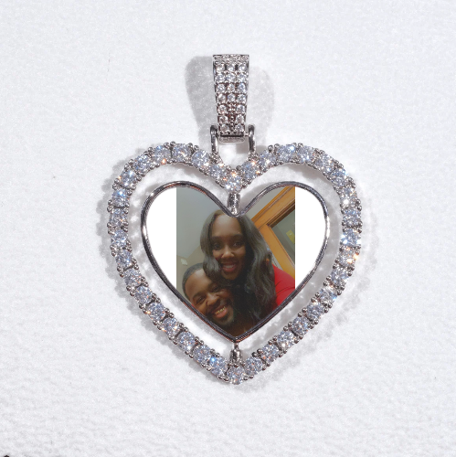 3D Spinning 2-Faced Heart Custom Picture Pendant