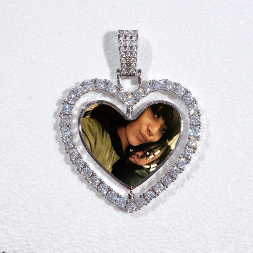3D Spinning 2-Faced Heart Custom Picture Pendant