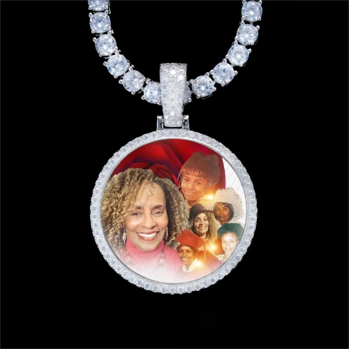 925S & VVS Moissanite 3D Circle Custom Picture Pendant