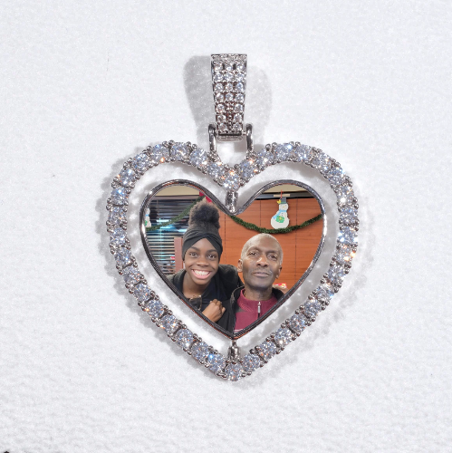 3D Spinning 2-Faced Heart Custom Picture Pendant