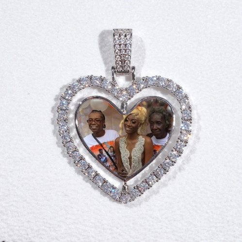 3D Spinning 2-Faced Heart Custom Picture Pendant