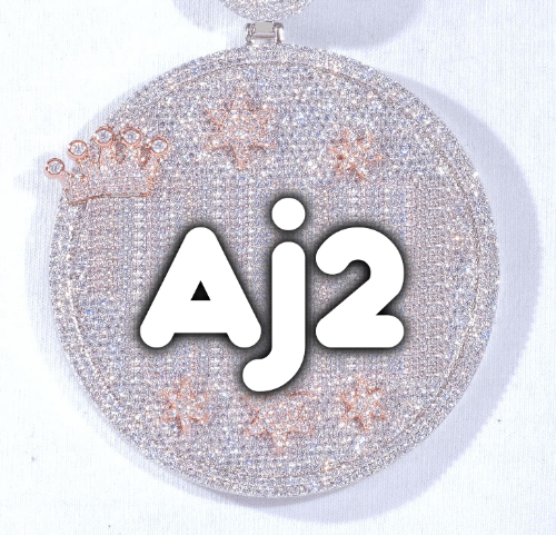 CUSTOM LETTER NECKLACE 3D BIG CROWN DISC