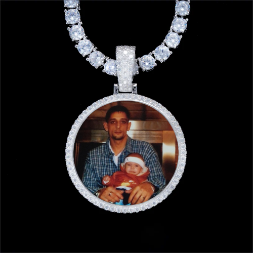 925S & VVS Moissanite 3D Circle Custom Picture Pendant