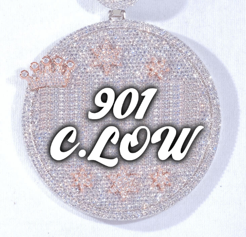 CUSTOM LETTER NECKLACE 3D BIG CROWN DISC