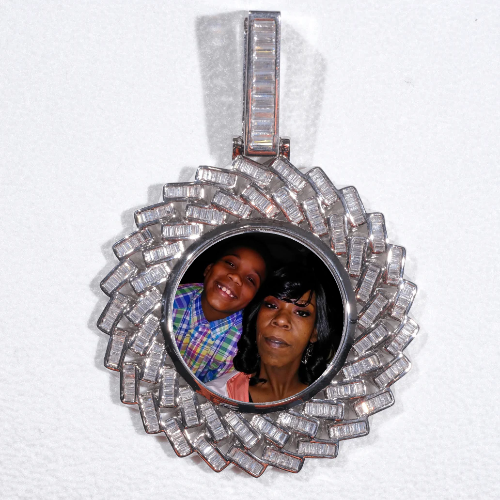 Large 3D Baguette Custom Picture Pendant