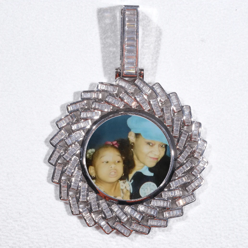 Large 3D Baguette Custom Picture Pendant
