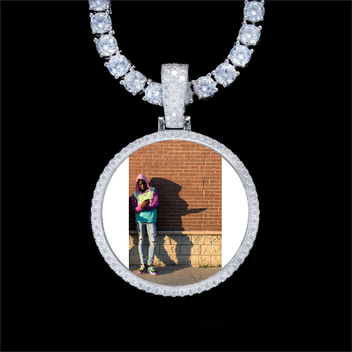 925S & VVS Moissanite 3D Circle Custom Picture Pendant