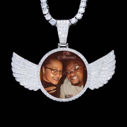 925S & VVS Moissanite 3D Wing Custom Picture Pendant