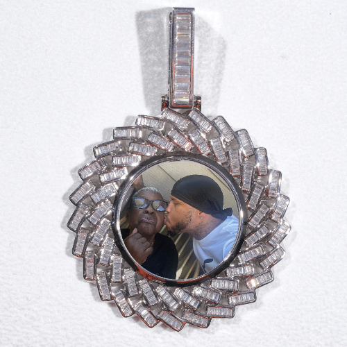 Large 3D Baguette Custom Picture Pendant