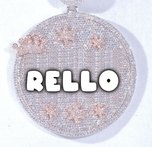 CUSTOM LETTER NECKLACE 3D BIG CROWN DISC
