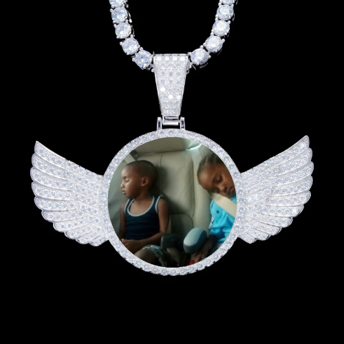 925S & VVS Moissanite 3D Wing Custom Picture Pendant