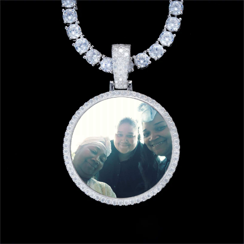 925S & VVS Moissanite 3D Circle Custom Picture Pendant