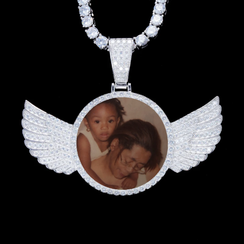 925S & VVS Moissanite 3D Wing Custom Picture Pendant