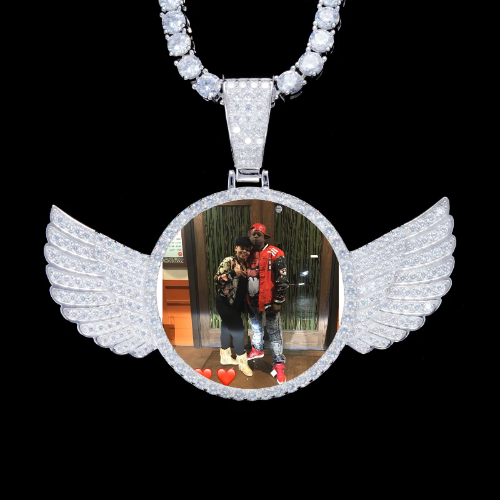 925S & VVS Moissanite 3D Wing Custom Picture Pendant