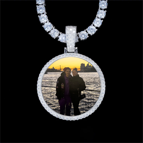 925S & VVS Moissanite 3D Circle Custom Picture Pendant