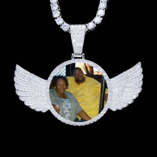 925S & VVS Moissanite 3D Wing Custom Picture Pendant