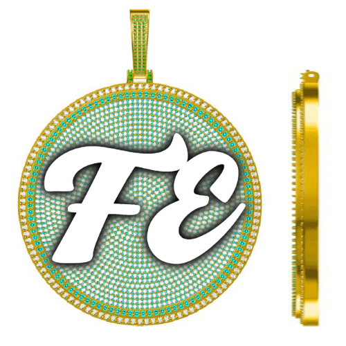 CUSTOM LETTER NECKLACE 3D BIG DISC