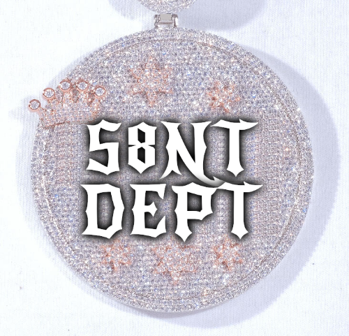 CUSTOM LETTER NECKLACE 3D BIG CROWN DISC