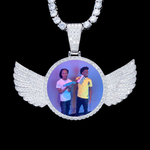 925S & VVS Moissanite 3D Wing Custom Picture Pendant