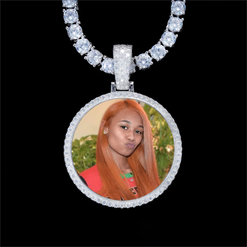 925S & VVS Moissanite 3D Circle Custom Picture Pendant