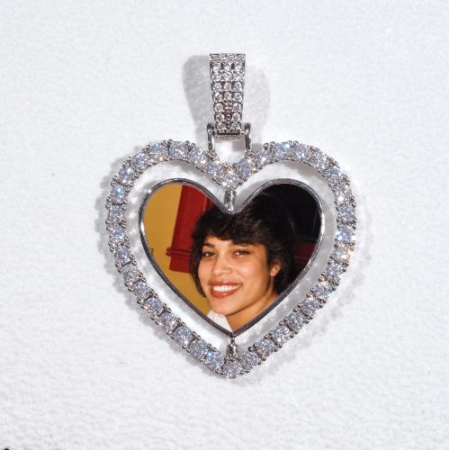 3D Spinning 2-Faced Heart Custom Picture Pendant