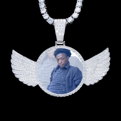 925S & VVS Moissanite 3D Wing Custom Picture Pendant