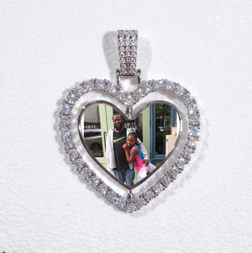 3D Spinning 2-Faced Heart Custom Picture Pendant
