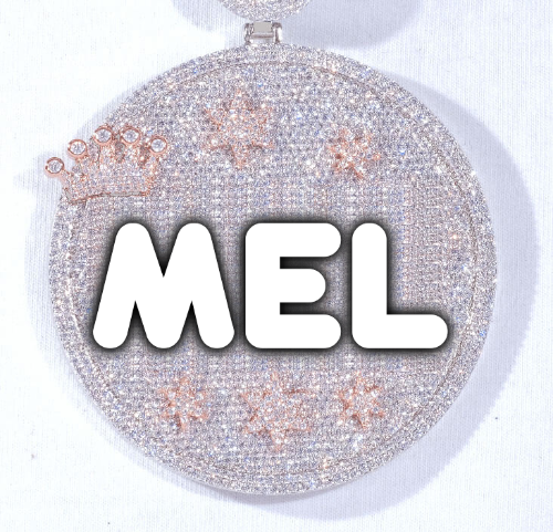 CUSTOM LETTER NECKLACE 3D BIG CROWN DISC