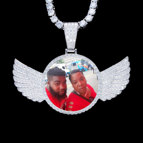925S & VVS Moissanite 3D Wing Custom Picture Pendant