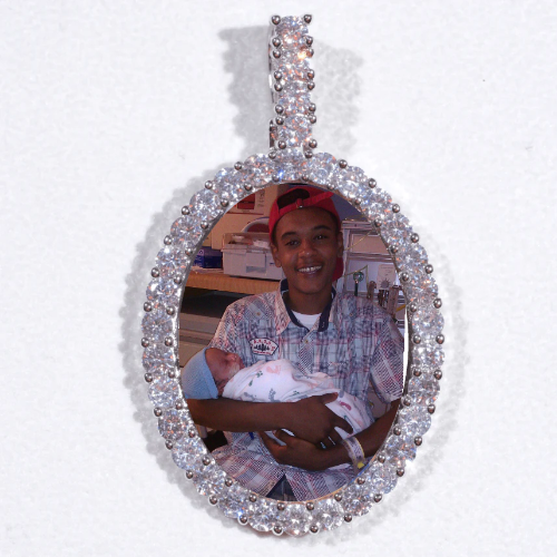 Large 3D Oval Custom Picture Pendant