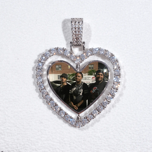 3D Spinning 2-Faced Heart Custom Picture Pendant
