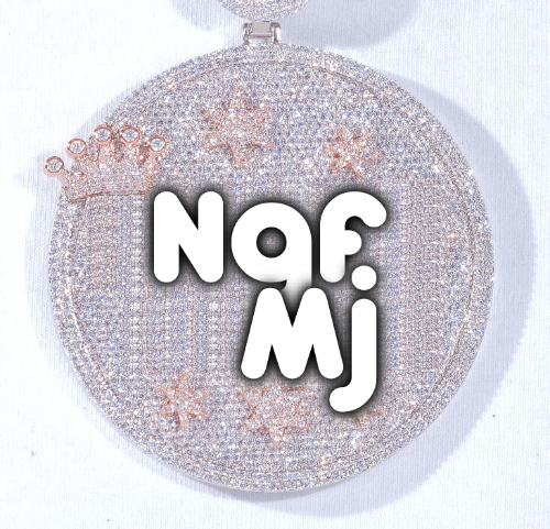 CUSTOM LETTER NECKLACE 3D BIG CROWN DISC