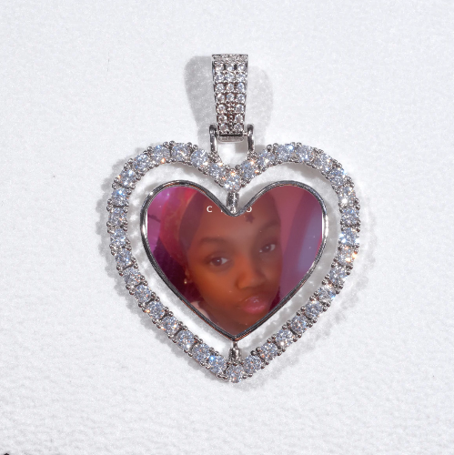 3D Spinning 2-Faced Heart Custom Picture Pendant