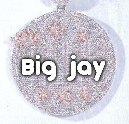 CUSTOM LETTER NECKLACE 3D BIG CROWN DISC