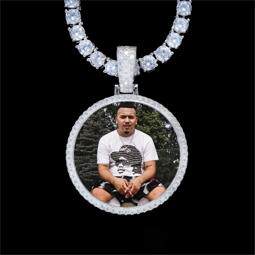 925S & VVS Moissanite 3D Circle Custom Picture Pendant