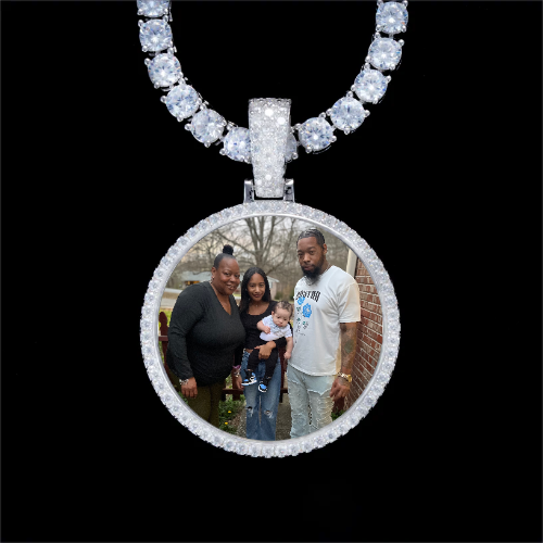 925S & VVS Moissanite 3D Circle Custom Picture Pendant
