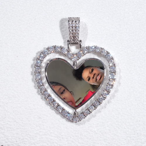 3D Spinning 2-Faced Heart Custom Picture Pendant