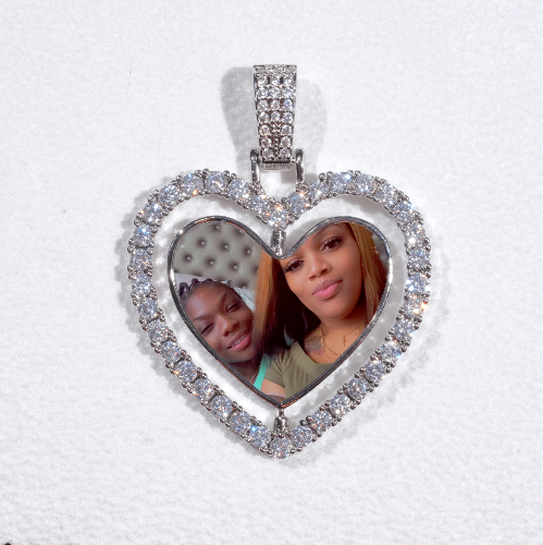 3D Spinning 2-Faced Heart Custom Picture Pendant