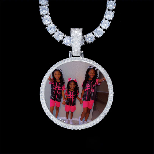 925S & VVS Moissanite 3D Circle Custom Picture Pendant