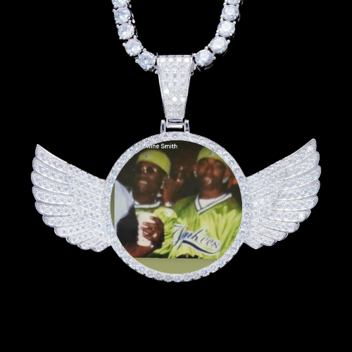 925S & VVS Moissanite 3D Wing Custom Picture Pendant