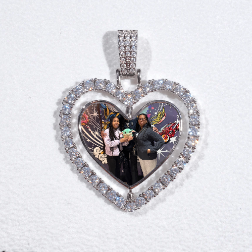 3D Spinning 2-Faced Heart Custom Picture Pendant