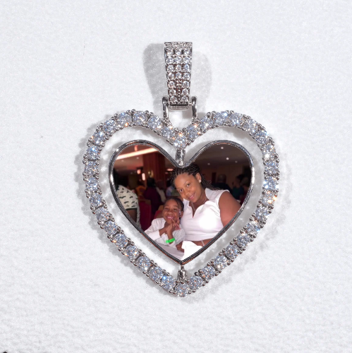 3D Spinning 2-Faced Heart Custom Picture Pendant
