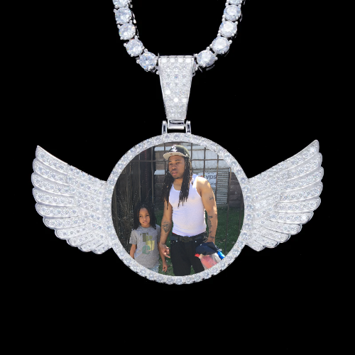 925S & VVS Moissanite 3D Wing Custom Picture Pendant