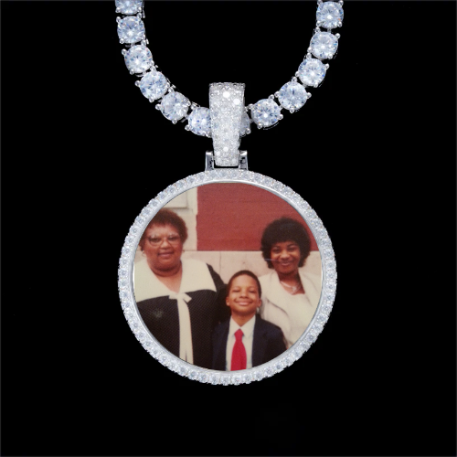 925S & VVS Moissanite 3D Circle Custom Picture Pendant