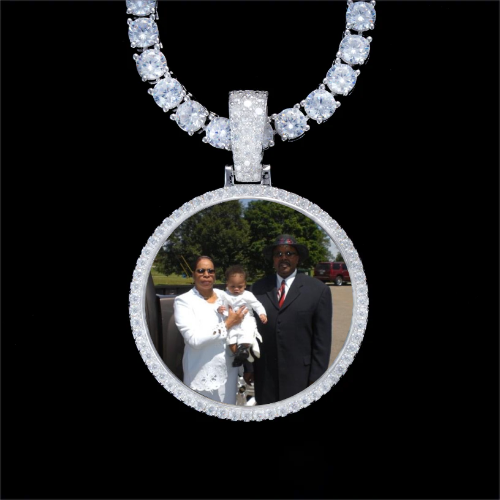 925S & VVS Moissanite 3D Circle Custom Picture Pendant