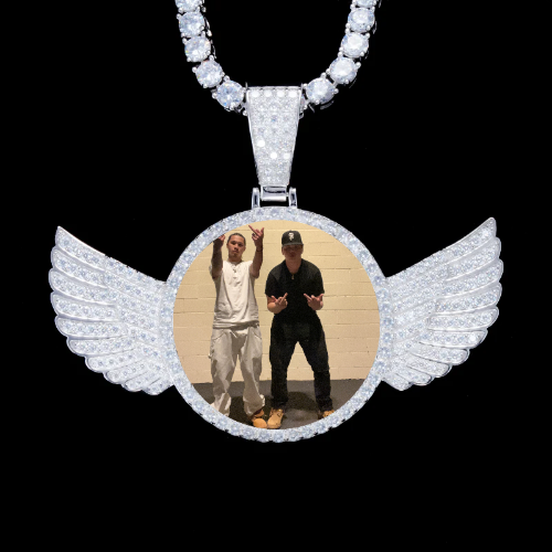 925S & VVS Moissanite 3D Wing Custom Picture Pendant