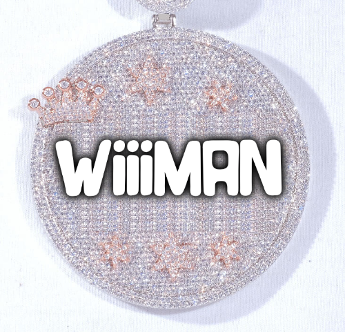 CUSTOM LETTER NECKLACE 3D BIG CROWN DISC